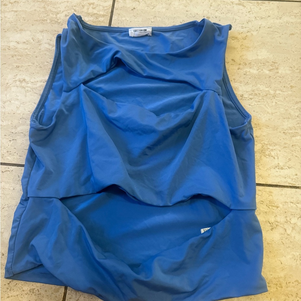 Cotton On Blue Asymmetrical Cut Out Tank Top
